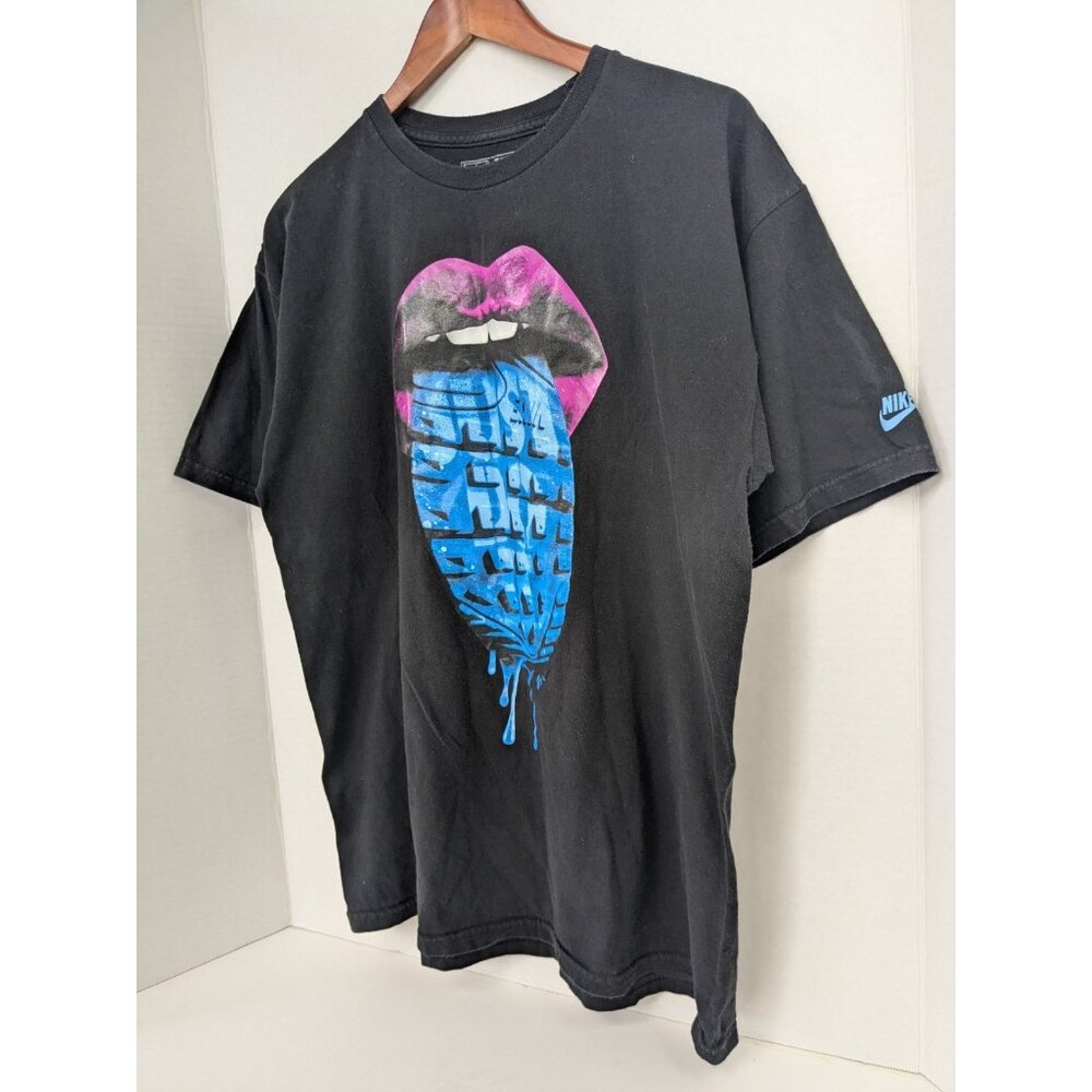 Nike Sportswear Lips and Tongue Black Tshirt Men's Sz L 100% Cotton Just Do It - Picture 7 of 10